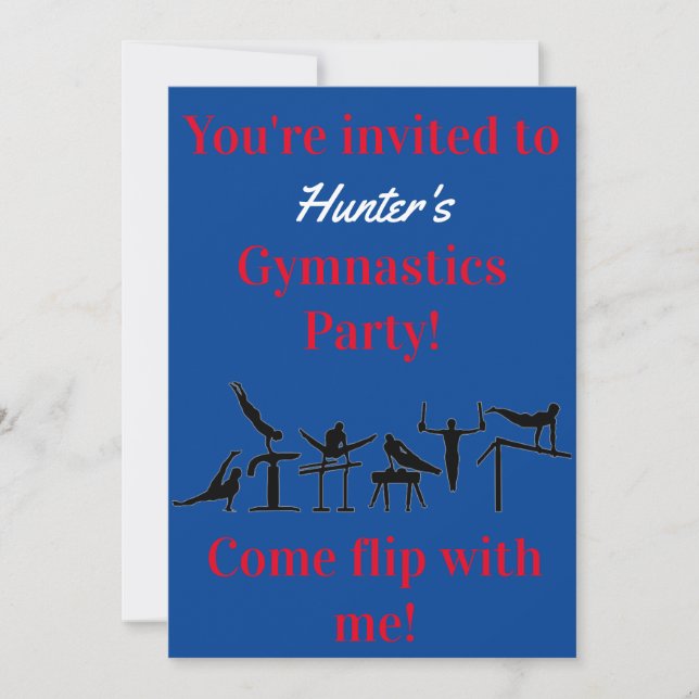 Invitaciones de cumpleaños de gimnasia para niños (Anverso)