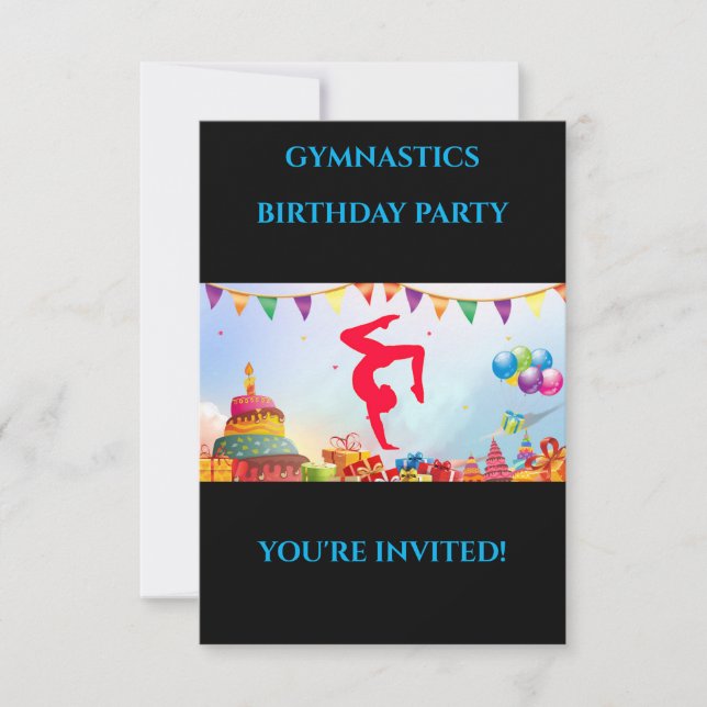 Invitaciones de cumpleaños de "GIMNASTICS" para ch (Anverso)