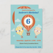 Invitaciones de cumpleaños de globo aerostático