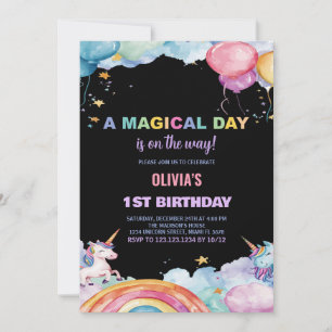 Invitaciones de cumpleaños de Globos Rainbow Unico