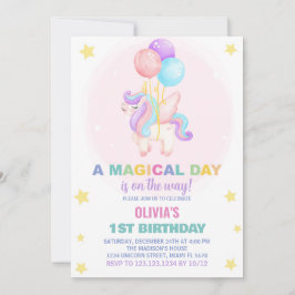 Invitaciones de cumpleaños de Globos Unicornio