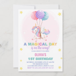Invitaciones de cumpleaños de Globos Unicornio