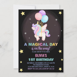 Invitaciones de cumpleaños de Globos Unicornio