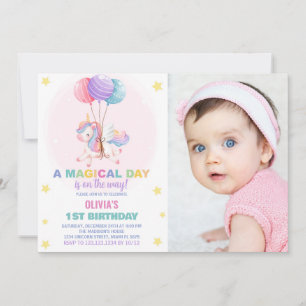 Invitaciones de cumpleaños de Globos Unicornio con