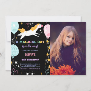 Invitaciones de cumpleaños de Globos Unicornio con