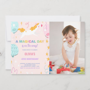 Invitaciones de cumpleaños de Globos Unicornio con