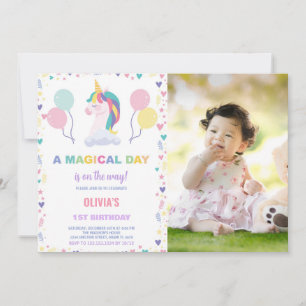 Invitaciones de cumpleaños de Globos Unicornio con