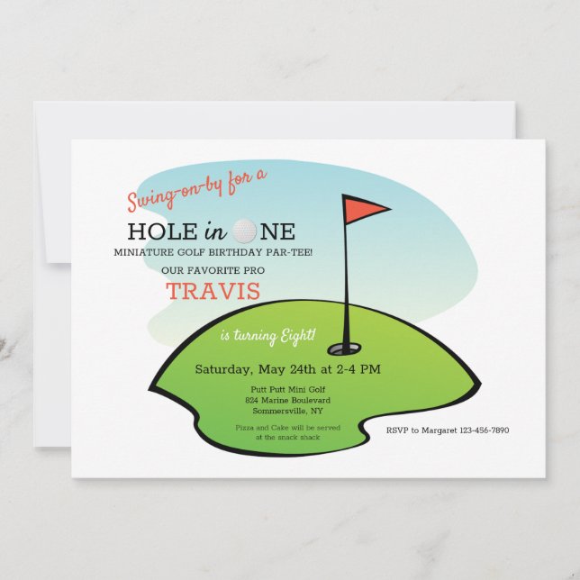Invitaciones de cumpleaños de golf (Anverso)