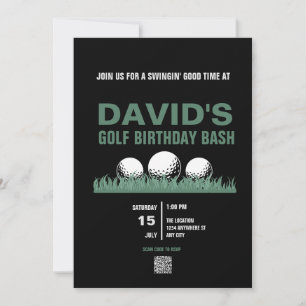 Invitaciones de cumpleaños de golf con código QR