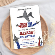 Invitaciones de cumpleaños de Gray Fighter Jet