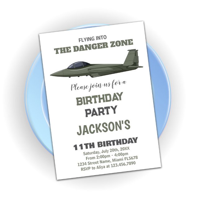 Invitaciones de cumpleaños de Green Dark Fighter J (Green Dark Fighter Jet Birthday Invitations)