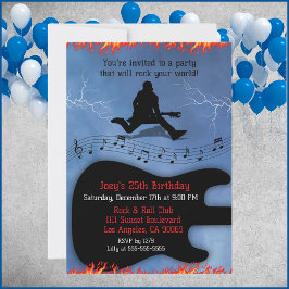 Invitaciones de cumpleaños de guitarra de Rock & R