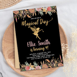 Invitaciones de cumpleaños de hadas florales en Pu