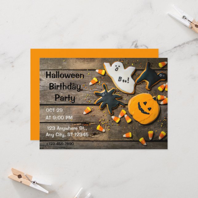 Invitaciones de cumpleaños de Halloween (Anverso/Reverso In Situ)