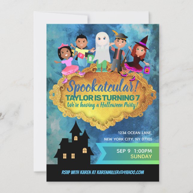 Invitaciones de cumpleaños de Halloween (Anverso)