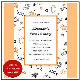 invitaciones de cumpleaños de Halloween 1er otoño