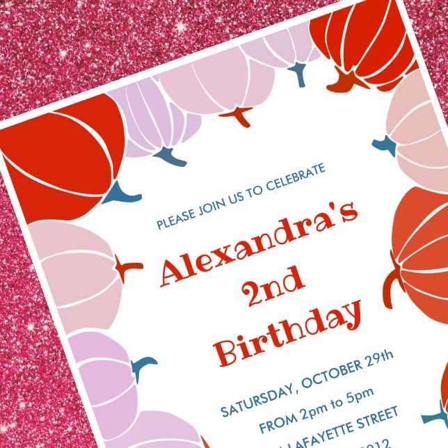 invitaciones de cumpleaños de Halloween 2º cumplea (Halloween-2nd-birthday-invitations-pumpkin-girl-1)