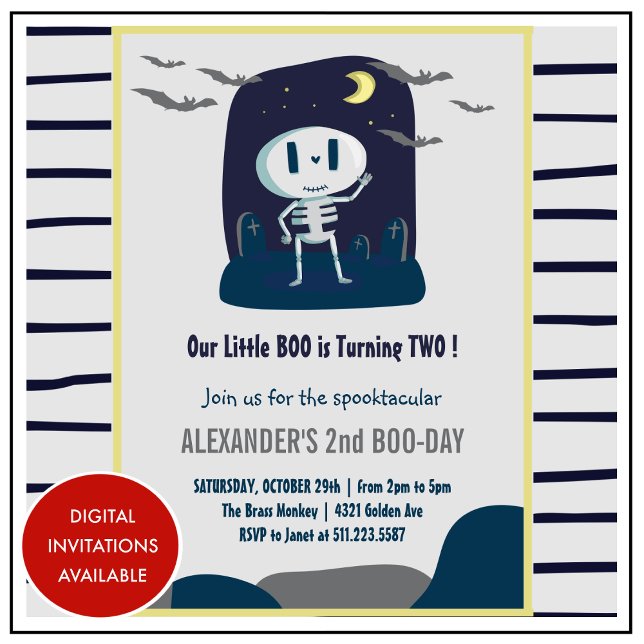 Invitaciones de cumpleaños de Halloween 2º cumplea (halloween-2nd-birthday-invitations-little-boo-cute-1)