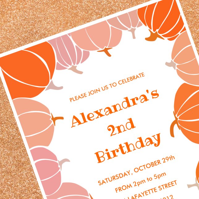 invitaciones de cumpleaños de Halloween calabaza n (Halloween-2nd-birthday-invitations-pumpkin-kids-1)
