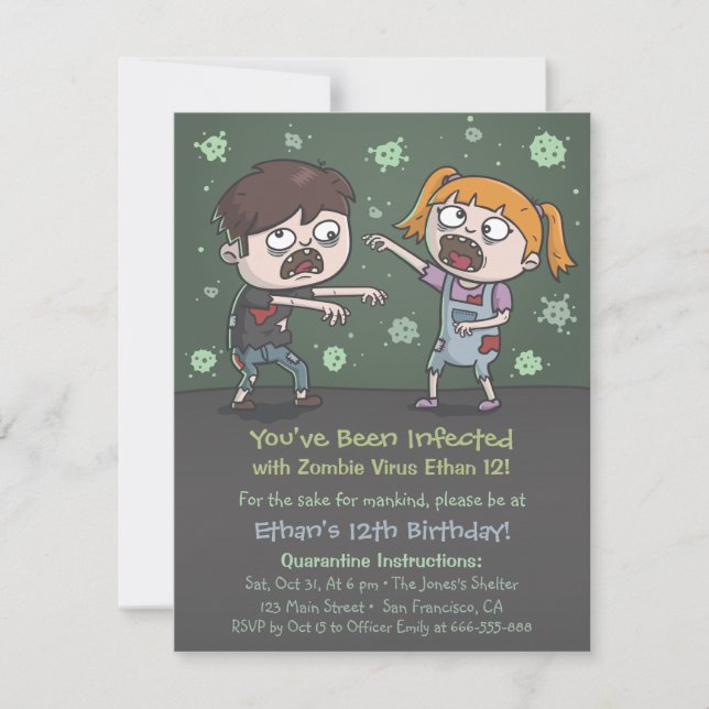 Invitaciones de cumpleaños de Halloween para niños (Anverso)