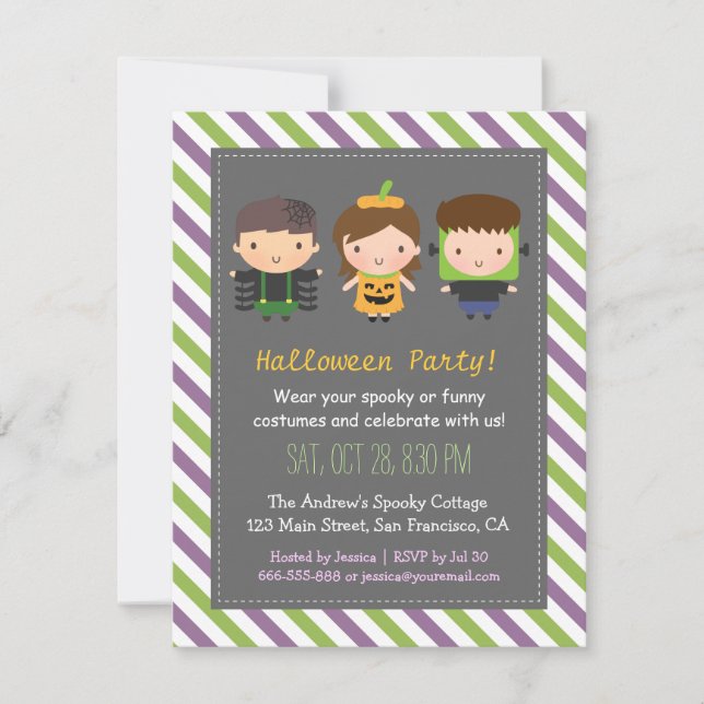 Invitaciones de cumpleaños de Halloween para niños (Anverso)