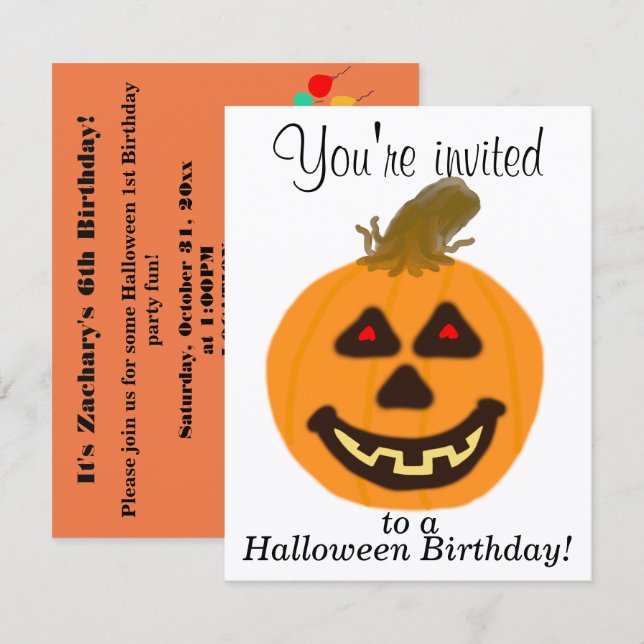 Invitaciones de cumpleaños de Halloween PERSONALIZ (Anverso / Reverso)