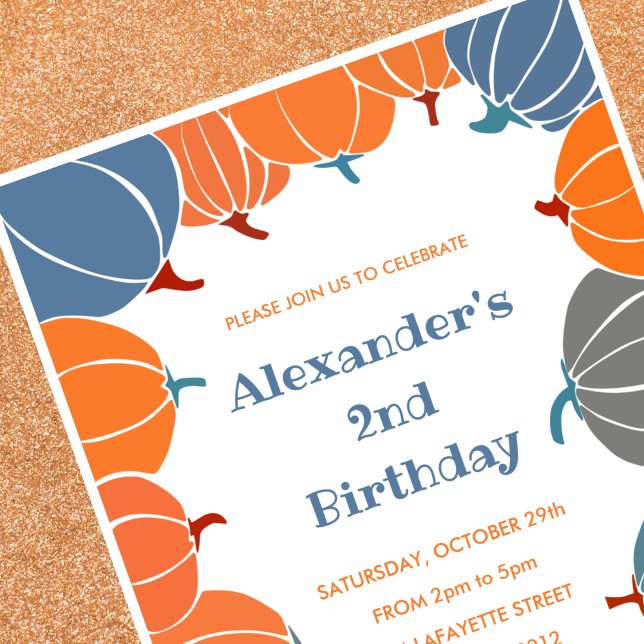 invitaciones de cumpleaños de Halloween segundo cu (Halloween-2nd-birthday-invitations-pumpkin-boy-1)