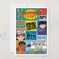 Invitaciones de cumpleaños de Héroe con estilo de