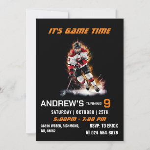 Invitaciones de cumpleaños de hockey sobre hielo p