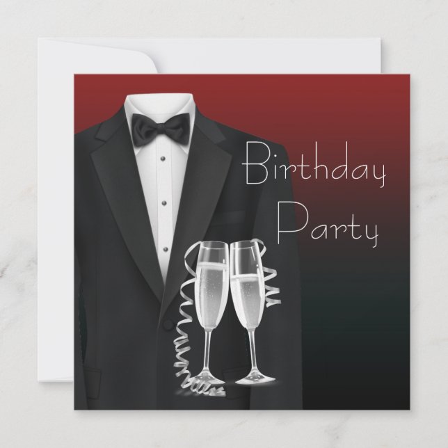 Invitaciones de cumpleaños de hombre para esmoquin (Anverso)