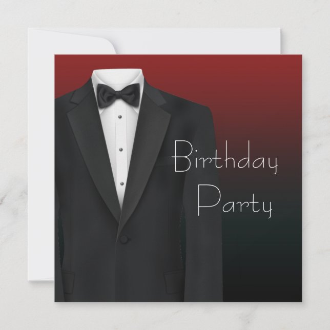 Invitaciones de cumpleaños de hombre para esmoquin (Anverso)