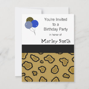 Invitaciones de cumpleaños de impresión de leopard
