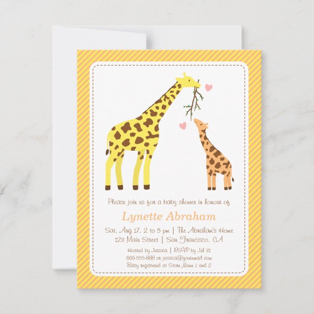 Invitaciones de Cumpleaños de Jirafa Coloridas y c (Anverso)