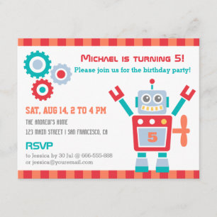 Invitaciones de Cumpleaños de Juguete de Robot Lin