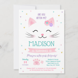 Invitaciones de cumpleaños de Kitty Cat Kitten par