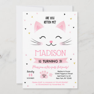 Invitaciones de cumpleaños de Kitty Cat Kitten par