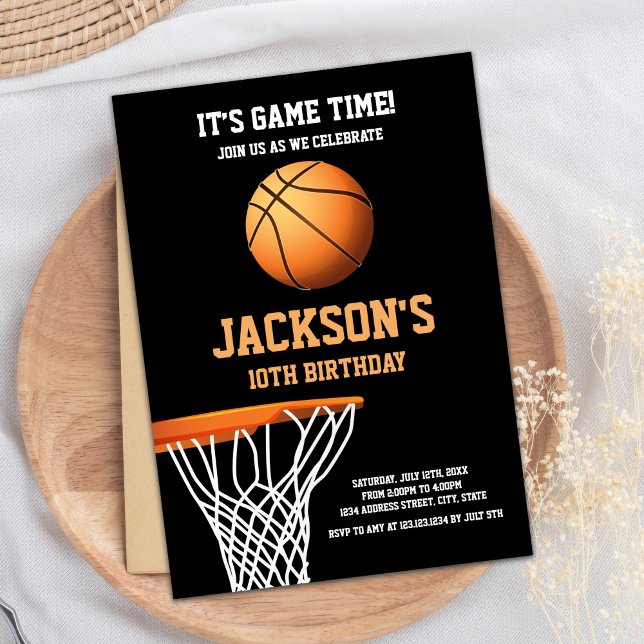Invitaciones de cumpleaños de la Basket Basketball (Basket Basketball Ball Birthday Invitations)