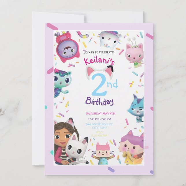Invitaciones de cumpleaños de la casa de muñecas d (Anverso)