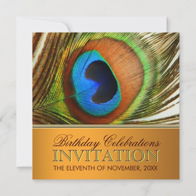 Invitaciones de cumpleaños de la diosa del pavo re (Anverso)