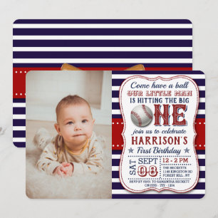Invitaciones de cumpleaños de la foto del béisbol