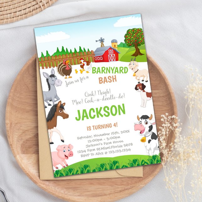 Invitaciones de cumpleaños de la granja de persona (Farm Birthday Invitations)