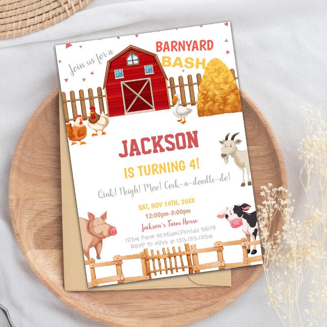 Invitaciones de cumpleaños de la granja roja (Red Farm Birthday Invitations)