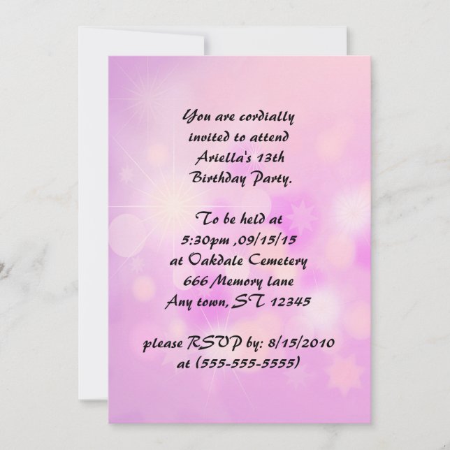 Invitaciones de cumpleaños de la infanta Violet An (Anverso)