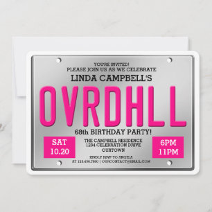 Invitaciones de cumpleaños de la placa de licencia