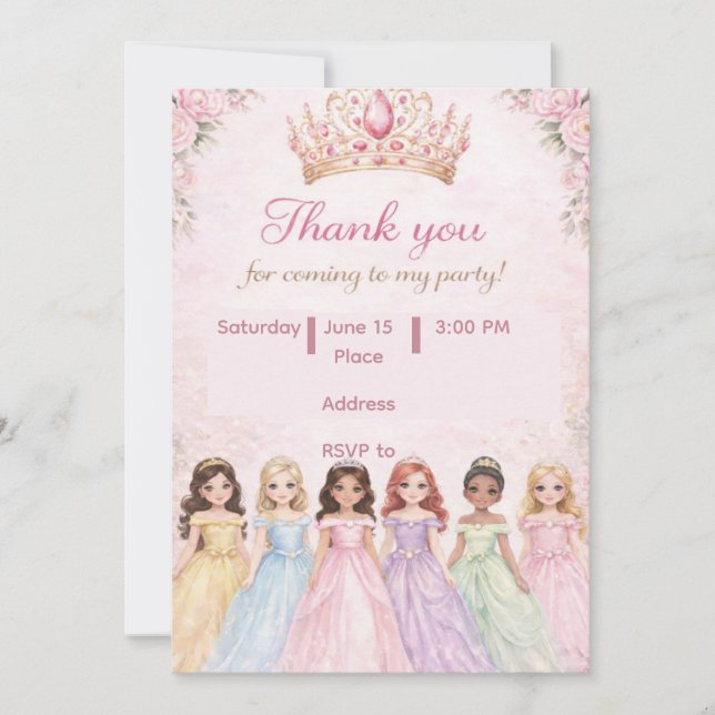 Invitaciones de cumpleaños de la princesa real (Anverso)