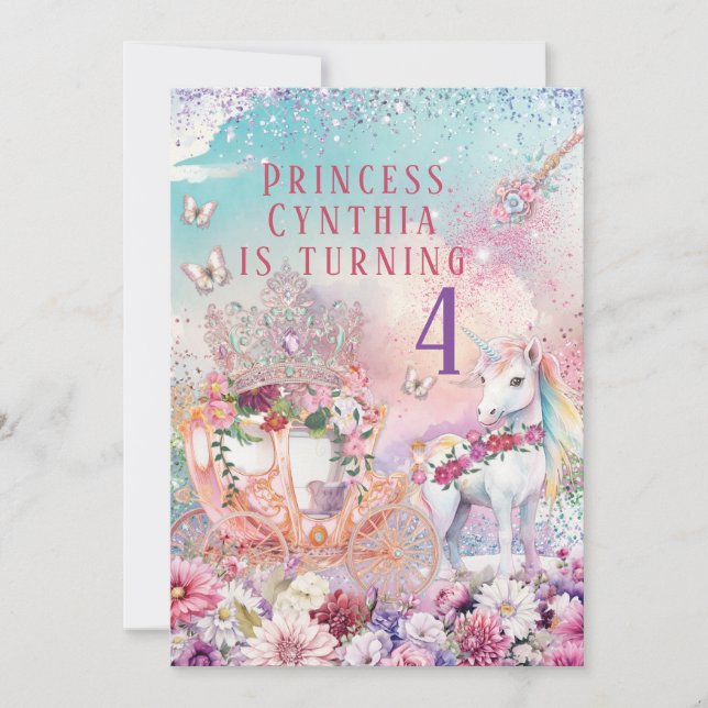Invitaciones de cumpleaños de la princesa real uni (Anverso)