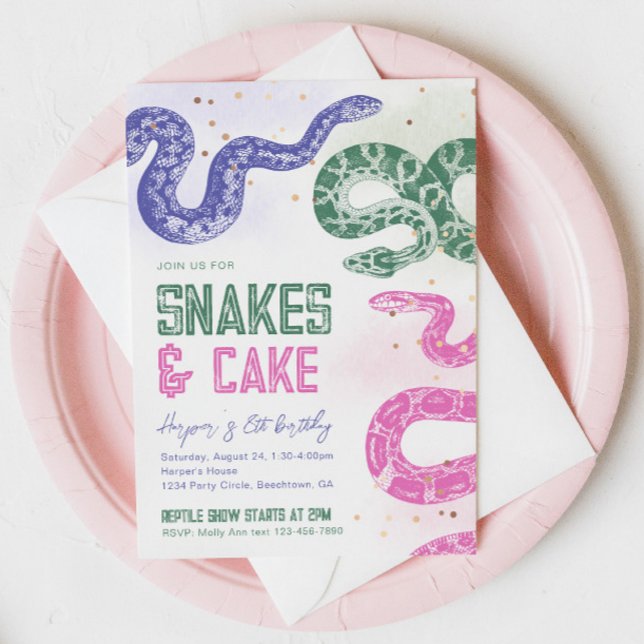 Invitaciones de cumpleaños de la serpiente Girly (Subido por el creador)