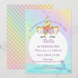Invitaciones de cumpleaños de la Sirena Unicornio 