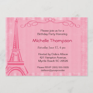Invitaciones de cumpleaños de la Torre Eiffel de P