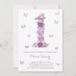 Invitaciones de cumpleaños de Lavender con maripos